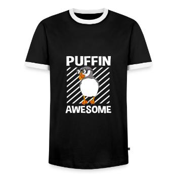 Papageientaucher Puffin - Männer Kontrast-T-Shirt - Schwarz/Weiß - Vorne - AI Model Female 172 light (172cm) & AI Model Male 178 light (178cm)