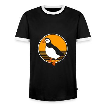 Papageientaucher Puffin - Männer Kontrast-T-Shirt - Schwarz/Weiß - Vorne - AI Model Female 172 light (172cm) & AI Model Male 178 light (178cm)