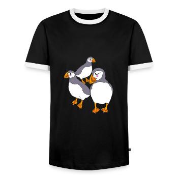 Papageientaucher Puffin - Männer Kontrast-T-Shirt - Schwarz/Weiß - Vorne - AI Model Female 172 light (172cm) & AI Model Male 178 light (178cm)