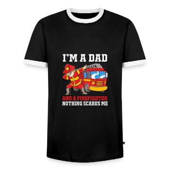 Firefighter Fire Brigade - Men's Ringer Shirt - black/white - Front - AI Model Female 172 light (172cm) & AI Model Male 178 light (178cm)