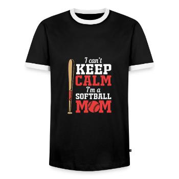 Softball Mom Softball Mom - Men's Ringer Shirt - black/white - Front - AI Model Female 172 light (172cm) & AI Model Male 178 light (178cm)