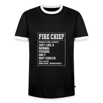 Firefighter Child - Men's Ringer Shirt - black/white - Front - AI Model Female 172 light (172cm) & AI Model Male 178 light (178cm)