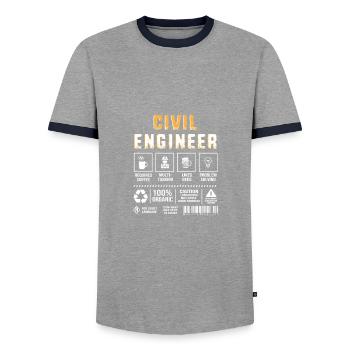 Civil Engineer Construction Site Construction Worker - Men's Ringer Shirt - grey/navy  - Front - AI Model Female 172 light (172cm) & AI Model Male 178 light (178cm)