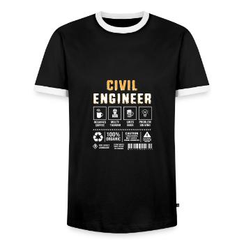 Civil Engineer Construction Site Construction Worker - Men's Ringer Shirt - black/white - Front - AI Model Female 172 light (172cm) & AI Model Male 178 light (178cm)