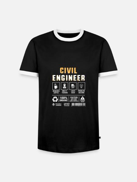 Civilingenjör, Byggarbetsplats, Byggarbetare - Kontrast-T-shirt herr - svart/vit