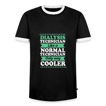 Dialysis Technician - Men's Ringer Shirt - black/white - Front - AI Model Female 172 light (172cm) & AI Model Male 178 light (178cm)