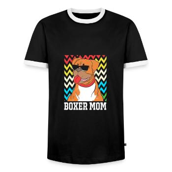 Chien Boxer - T-shirt contrasté Homme - noir/blanc - Devant - AI Model Female 172 light (172cm) & AI Model Male 178 light (178cm)