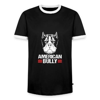 American Bully Pet Dog Dog Cadeau pour chien - T-shirt contrasté Homme - noir/blanc - Devant - AI Model Female 172 light (172cm) & AI Model Male 178 light (178cm)