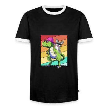 Boston Terrier - Männer Kontrast-T-Shirt - Schwarz/Weiß - Vorne - AI Model Female 172 light (172cm) & AI Model Male 178 light (178cm)
