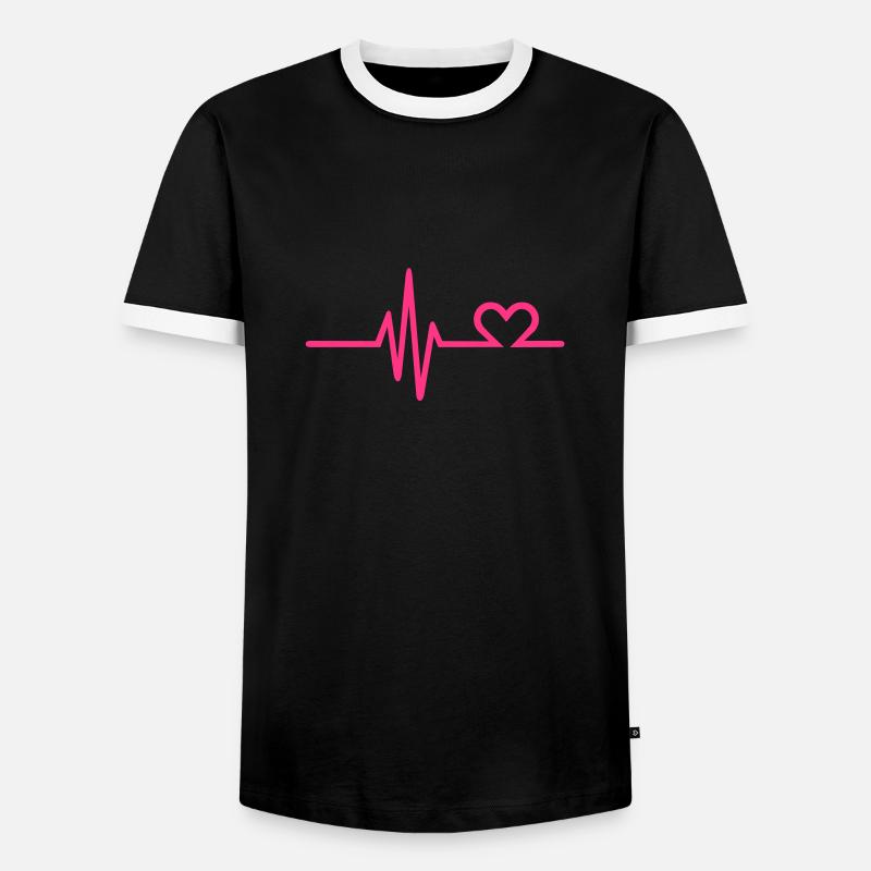 Frequenz Herz - Männer Kontrast-T-Shirt - Schwarz/Weiß
