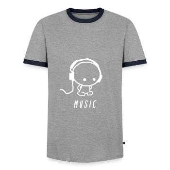 Music | Musik - Männer Kontrast-T-Shirt - Grau/Navy  - Vorne - AI Model Female 172 light (172cm) & AI Model Male 178 light (178cm)
