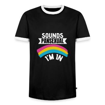 Pan Pride Month LGBT Funny Gift Pansexual - Men's Ringer Shirt - black/white - Front - AI Model Female 172 light (172cm) & AI Model Male 178 light (178cm)