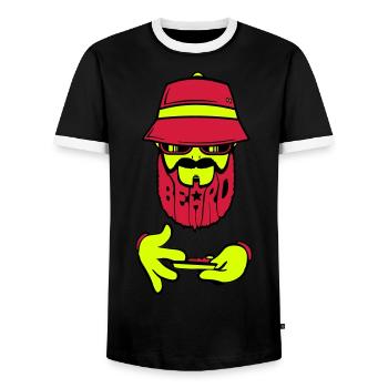 logo beard bob - T-shirt contrasté Homme - noir/blanc - Devant - AI Model Female 172 light (172cm) & AI Model Male 178 light (178cm)