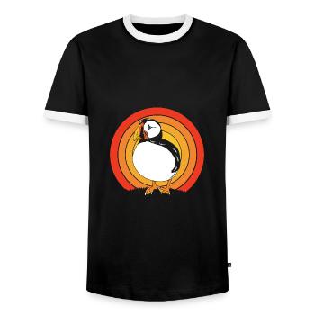 Papageientaucher Puffin - Männer Kontrast-T-Shirt - Schwarz/Weiß - Vorne - AI Model Female 172 light (172cm) & AI Model Male 178 light (178cm)