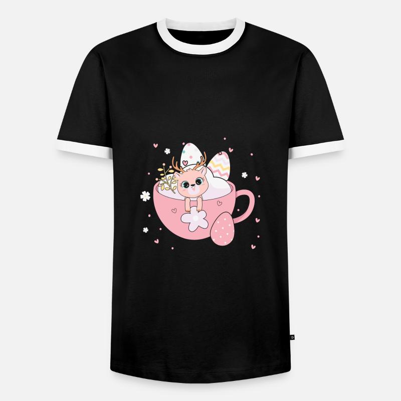 BOW Ostern Chibi Cup 01 - Männer Kontrast-T-Shirt - Schwarz/Weiß
