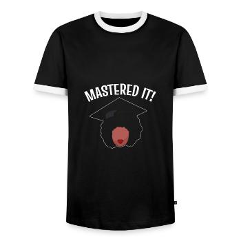 Cérémonie de remise des diplômes de maîtrise - T-shirt contrasté Homme - noir/blanc - Devant - AI Model Female 172 light (172cm) & AI Model Male 178 light (178cm)