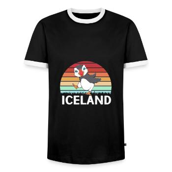 Papageientaucher Puffin - Männer Kontrast-T-Shirt - Schwarz/Weiß - Vorne - AI Model Female 172 light (172cm) & AI Model Male 178 light (178cm)