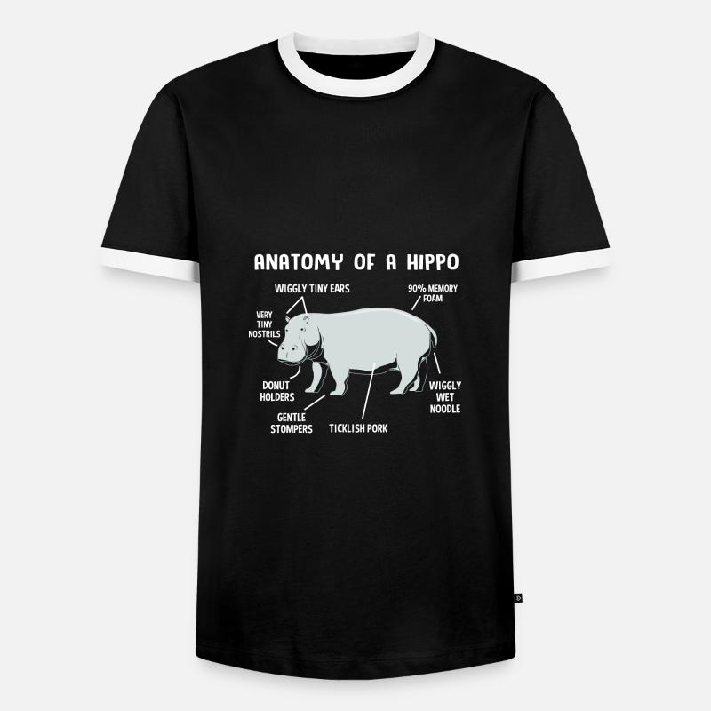 Nilpferd - Männer Kontrast-T-Shirt - Schwarz/Weiß