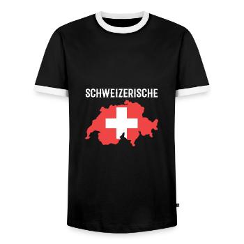 Schweiz - Männer Kontrast-T-Shirt - Schwarz/Weiß - Vorne - AI Model Female 172 light (172cm) & AI Model Male 178 light (178cm)