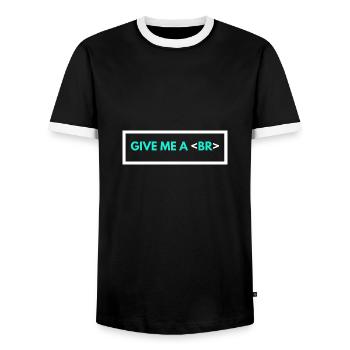Codage Humour Drôle Programmeur Cadeau HTML Break Tag - T-shirt contrasté Homme - noir/blanc - Devant - AI Model Female 172 light (172cm) & AI Model Male 178 light (178cm)