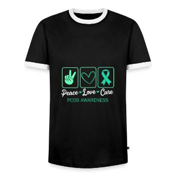 Sensibilisation au SOPK - T-shirt contrasté Homme - noir/blanc - Devant - AI Model Female 172 light (172cm) & AI Model Male 178 light (178cm)