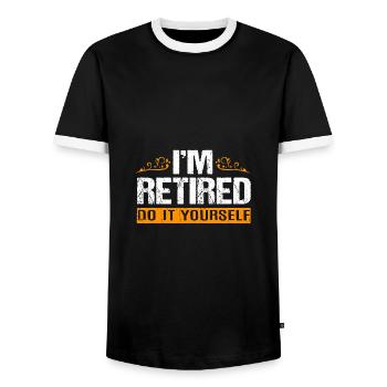 Pension 2025 Retraite 2025 Retraité Retraité Retraité - T-shirt contrasté Homme - noir/blanc - Devant - AI Model Female 172 light (172cm) & AI Model Male 178 light (178cm)