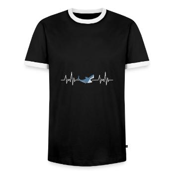 Meerestier Ozean Tier Geschenk Herzschlag Hai - Männer Kontrast-T-Shirt - Schwarz/Weiß - Vorne - AI Model Female 172 light (172cm) & AI Model Male 178 light (178cm)