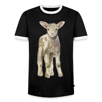 Sheep Baby - Men's Ringer Shirt - black/white - Front - AI Model Female 172 light (172cm) & AI Model Male 178 light (178cm)