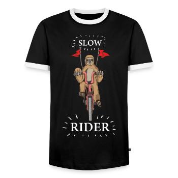 Faultier Slow Rider Radfahrer & Sportler Fahrrad - Männer Kontrast-T-Shirt - Schwarz/Weiß - Vorne - AI Model Female 172 light (172cm) & AI Model Male 178 light (178cm)