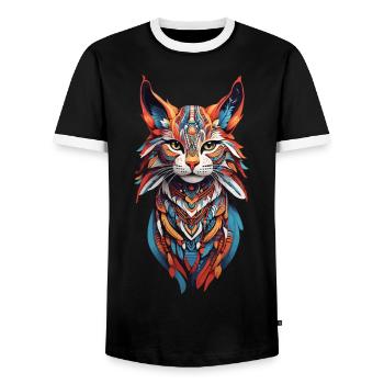 Boho Wildkatzen Spirit Design - Männer Kontrast-T-Shirt - Schwarz/Weiß - Vorne - AI Model Female 172 light (172cm) & AI Model Male 178 light (178cm)