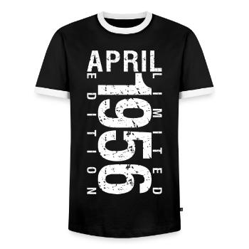 Avril 1956 Avril cadeau anniversaire 1956 - T-shirt contrasté Homme - noir/blanc - Devant - AI Model Female 172 light (172cm) & AI Model Male 178 light (178cm)