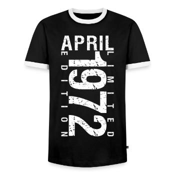 Avril 1972 Avril cadeau anniversaire 1972 - T-shirt contrasté Homme - noir/blanc - Devant - AI Model Female 172 light (172cm) & AI Model Male 178 light (178cm)