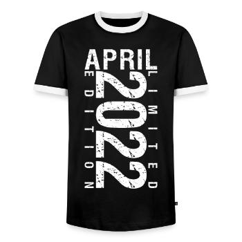April 2022 April Geburtstagsgeschenk 2022 - Männer Kontrast-T-Shirt - Schwarz/Weiß - Vorne - AI Model Female 172 light (172cm) & AI Model Male 178 light (178cm)