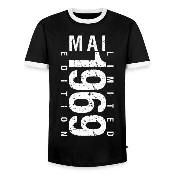 Mai 1969 Mai cadeau anniversaire May 1969 - T-shirt contrasté Homme - noir/blanc - Devant - AI Model Female 172 light (172cm) & AI Model Male 178 light (178cm)