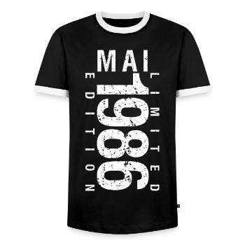 Mai 1986 Mai cadeau anniversaire May 1986 - T-shirt contrasté Homme - noir/blanc - Devant - AI Model Female 172 light (172cm) & AI Model Male 178 light (178cm)