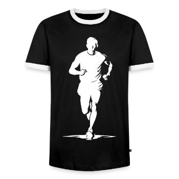 Jogger - Männer Kontrast-T-Shirt - Schwarz/Weiß - Vorne - AI Model Female 172 light (172cm) & AI Model Male 178 light (178cm)
