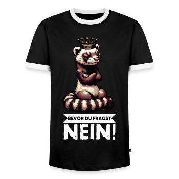 Bevor Du Fragst Nein Frettchen Frettchenbesitzer - Männer Kontrast-T-Shirt - Schwarz/Weiß - Vorne - AI Model Female 172 light (172cm) & AI Model Male 178 light (178cm)