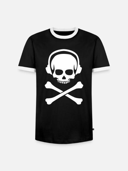 DJ Skull - Männer Kontrast-T-Shirt - Schwarz/Weiß