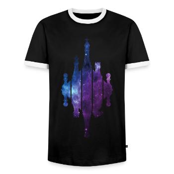 CHESS CHESS PLAYERS CHESS PIECES - Men's Ringer Shirt - black/white - Front - AI Model Female 172 light (172cm) & AI Model Male 178 light (178cm)
