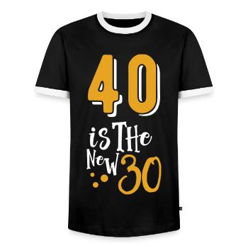 40 is a new 30 funny 40 Years Quotes Birthday 40 - Männer Kontrast-T-Shirt - Schwarz/Weiß - Vorne - AI Model Female 172 light (172cm) & AI Model Male 178 light (178cm)