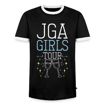 Visite des filles de célibataire - T-shirt contrasté Homme - noir/blanc - Devant - AI Model Female 172 light (172cm) & AI Model Male 178 light (178cm)