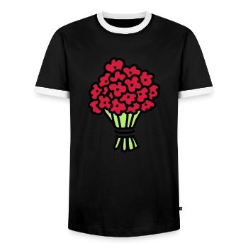 Bouquet 3 - Men's Ringer Shirt - black/white - Front - AI Model Female 172 light (172cm) & AI Model Male 178 light (178cm)