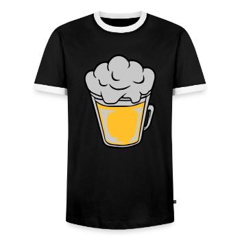 Bière comique vue d’en haut - T-shirt contrasté Homme - noir/blanc - Devant - AI Model Female 172 light (172cm) & AI Model Male 178 light (178cm)