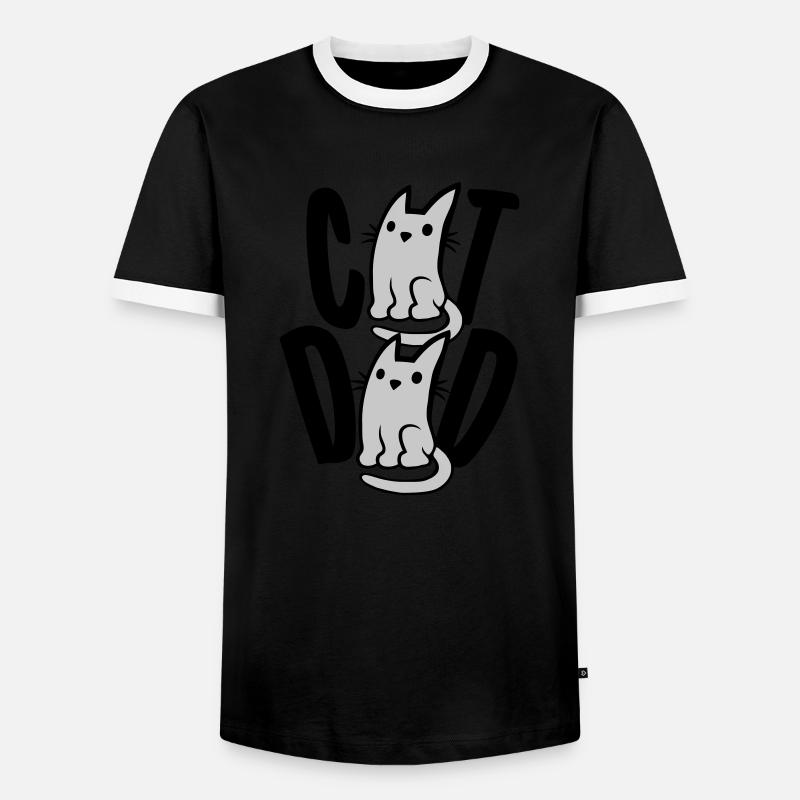 Cat Dad Text Logo - Men's Ringer Shirt - black/white