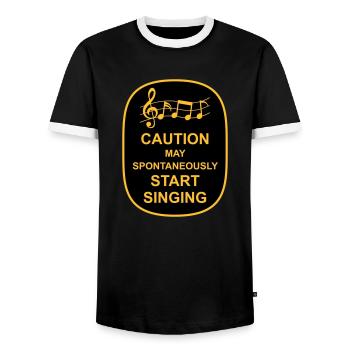 may spontaneously start singing - Männer Kontrast-T-Shirt - Schwarz/Weiß - Vorne - AI Model Female 172 light (172cm) & AI Model Male 178 light (178cm)