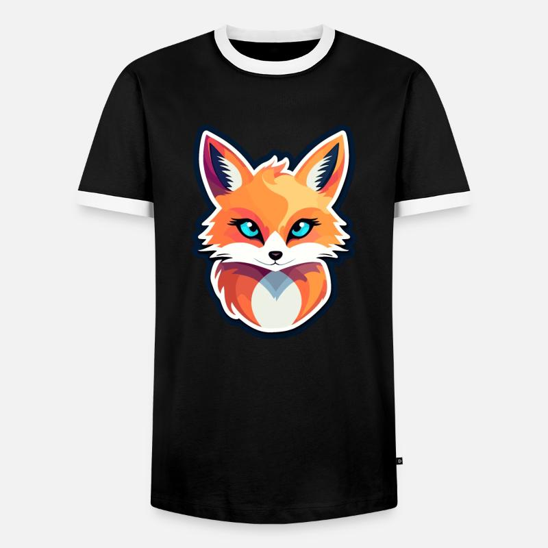 Fox Drawing - Men's Ringer Shirt - black/white