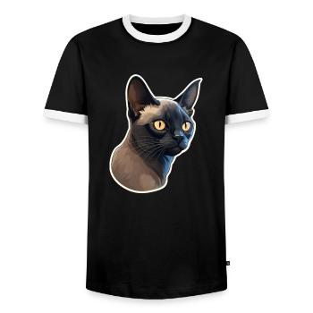 Chat birman - T-shirt contrasté Homme - noir/blanc - Devant - AI Model Female 172 light (172cm) & AI Model Male 178 light (178cm)