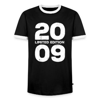2009 Edition Limitée - Cadeau d’anniversaire - T-shirt contrasté Homme - noir/blanc - Devant - AI Model Female 172 light (172cm) & AI Model Male 178 light (178cm)