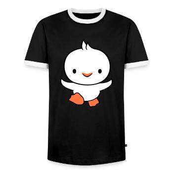 Duck running fast wants to fly cute flutter - Men's Ringer Shirt - black/white - Front - AI Model Female 172 light (172cm) & AI Model Male 178 light (178cm)