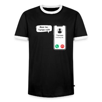 Appels de gymnastique - Dicton sportif - ApriNoeScor - T-shirt contrasté Homme - noir/blanc - Devant - AI Model Female 172 light (172cm) & AI Model Male 178 light (178cm)
